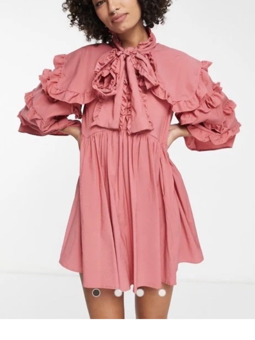 NWT Sister Jane Ruffled Smock Dress Rusty Pink M Medium Cottagecore Babydoll